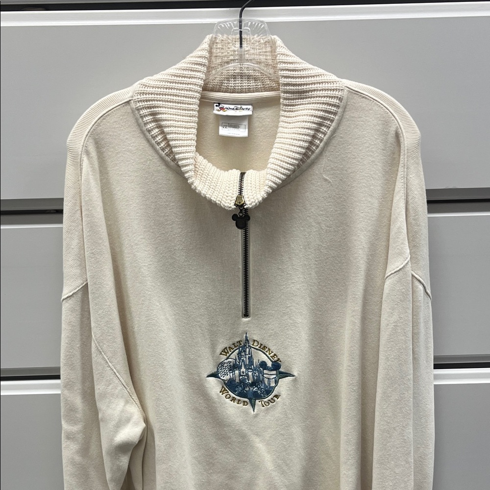 Vintage Disney Cream Zip-Up Sweater